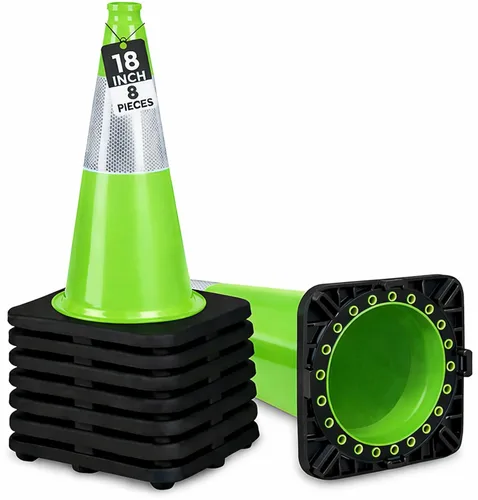 Miniatura 41 de BESEA Paquete de 4 conos de tráfico azules de 12 pulgadas con collar reflectante de 4 pulgadas, conos de seguridad de PVC resistentes con base