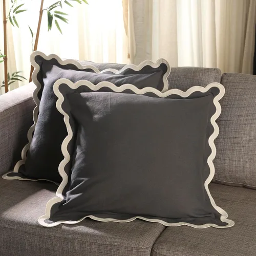 Miniatura 12 de Fundas de almohada Folkulture para sofá o para sala de estar Juego de 2 fundas de almohada (18x18) con diseño boho Fundas de almohada Rubor
