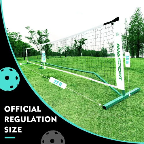 Miniatura 2 de AMA SPORT Sistema de red de pickleball portátil de tamaño regulador de 22 pies para interiores y exteriores, diseñado para todas las condiciones