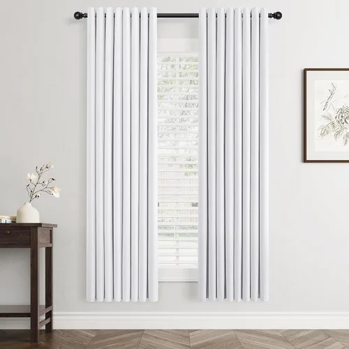 Miniatura 38 de Cream Linen Blackout Curtains 90 Length 2 Panels Set for Living Room Bedroom, 100% Black Out Thermal Insulated Linen Drapes, Room Darkening Grommet