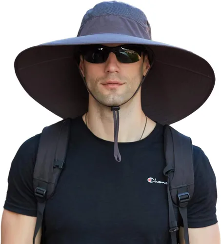 Miniatura 10 de Leotruny Sombrero de pescador de ala súper ancha UPF50+ sombrero impermeable para pesca, senderismo, camping