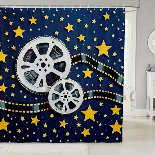 Miniatura 24 de Homewish Cortina de ducha con música de piano, notas musicales, tela impermeable de secado rápido, para niños, niñas, niños, adolescentes, retro