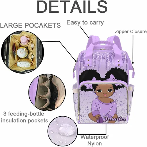Miniatura 2 de M YESCUSTOM Bolsa de pañales personalizada con nombre para mamá, mujer, esposa, mochila personalizada, 0625-12, Mochilas Daypack