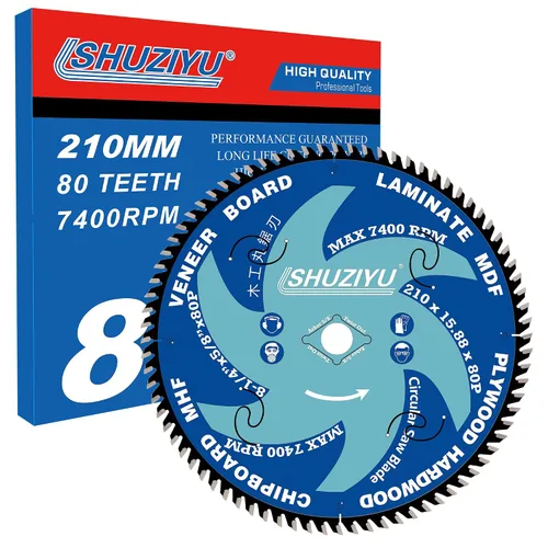 Miniatura 13 de 3-3/8" (85mm)-24T, hoja de sierra circular de trabajo de madera, eje 0.591 in con 3/8"(10mm) Wahser, para laminado, tablero de chapa, madera