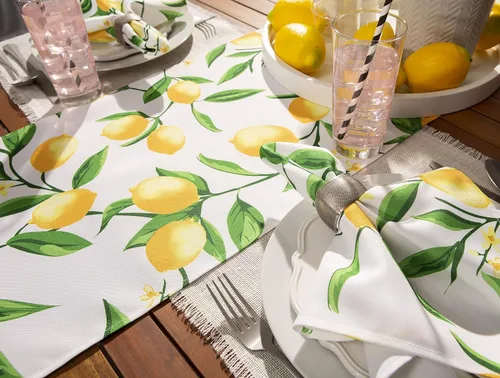 Miniatura 4 de DII Lemon Bliss - Mesa para exteriores, colección resistente a las manchas e impermeable, camino de mesa, 14 x 72 pulgadas