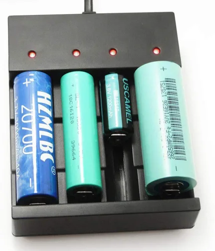 Miniatura 7 de ZYAMY Cargador de batería inteligente USB de 4 ranuras 5V para baterías recargables 3.7V Li-ion 10440, 14500, 16340, 16650, 14650, 13350, 18500