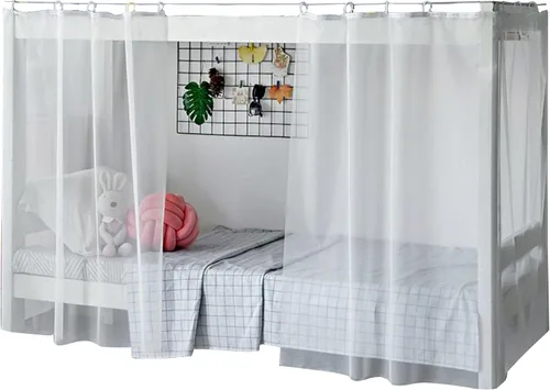 Miniatura 14 de Cortinas de gasa bonitas genéricas para litera con dosel de cama con encaje, 2 paneles, aguacate