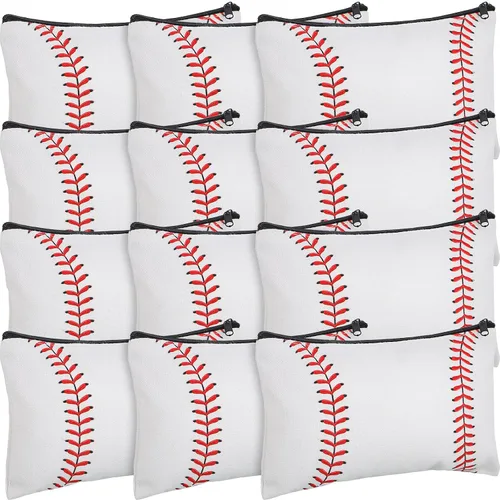 Eccliy 20 bolsas de maquillaje de béisbol, regalos de equipo deportivo a granel, bolsa de cosméticos de béisbol, accesorios para mujeres, bolsa de