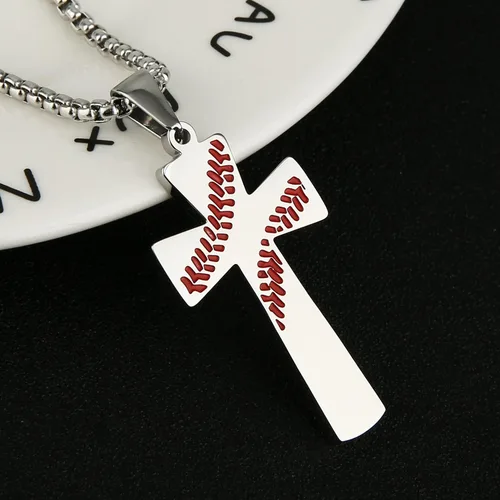 Miniatura 4 de HZMAN - Dije de cruz de béisbol, cadena de 24