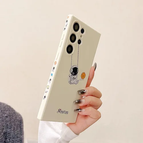 Miniatura 20 de Yonds Queen para Samsung Galaxy S21 Funda Linda, Diseño de Astronauta de Dibujos Animados, Espacio, Luna, Cohete, Elegante Cubierta Amortiguadora