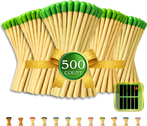 Miniatura 8 de 500 unidades Cerillas azules de 3 pulgadas Lanzadores incluidos Pareja de madera con punta de color Recambio para frascos de cerillas