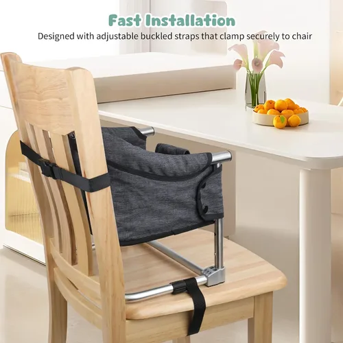 Miniatura 5 de Asiento elevador para mesa de comedor, silla elevadora portátil 3 en 1 con hebilla de seguridad, asiento de alimentación de bebé ajustable y Negro