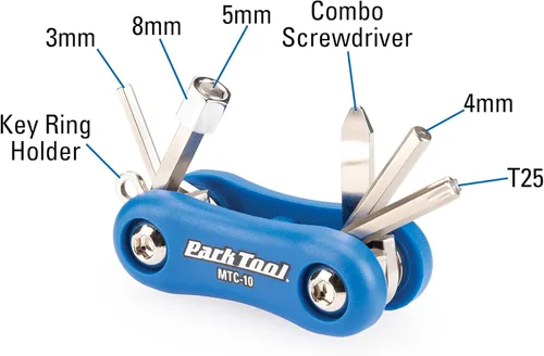 Miniatura 4 de Park Tool MTC-10 - Multiherramienta para bicicleta con llaves hexagonales de 3, 4, 5 y 0.315 in, T25 y destornillador