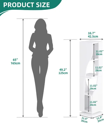 Miniatura 3 de YITAHOME Estantería esquinera, estantería pequeña giratoria de 4 niveles, estantería de 360 exhibiciones, torre giratoria, estante estrecho
