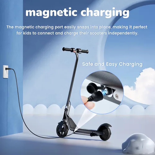 Miniatura 4 de iScooter IK3 Serious Electric Scooter for Kids Aged 6-12, 3/6/10MPH Speed, Dual Brake System, 3 Heights (IK3Pro), Magnetic Charging, Colorful Negro