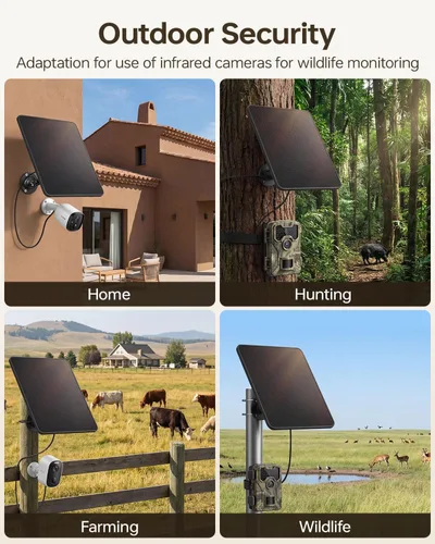 Miniatura 9 de Panel solar de 6 W para cámaras de seguridad - Cargador de batería solar con micro USB y USB-C, impermeable IP67 con montaje ajustable de 360° 3-NO
