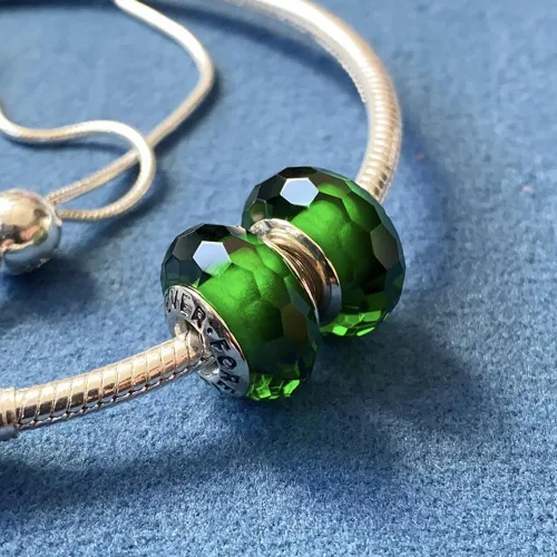 Miniatura 3 de 2 dijes de cristal de Murano para pulseras Pandora, dijes de plata de ley 925 para pulseras, dijes de Navidad verde y rojo, muñeco de nieve