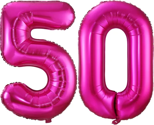 Miniatura 9 de Globo de cumpleaños de 40 pulgadas de color rosa intenso con el número 0, globos grandes de Mylar para fiesta de cumpleaños, aniversario, festival
