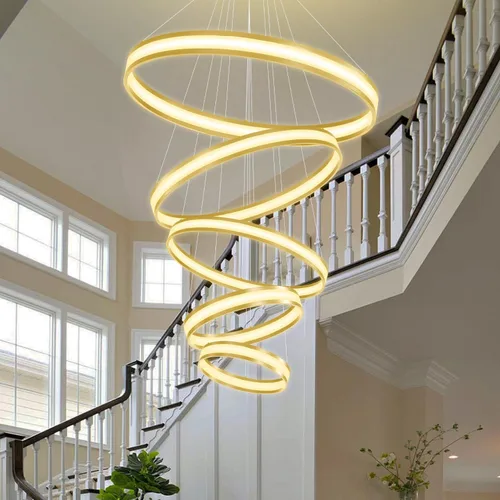 Miniatura 4 de Moderno candelabro de anillo acrílico regulable con LED, lámpara de anillo ajustable para comedor, sala de estar, dormitorio, cocina