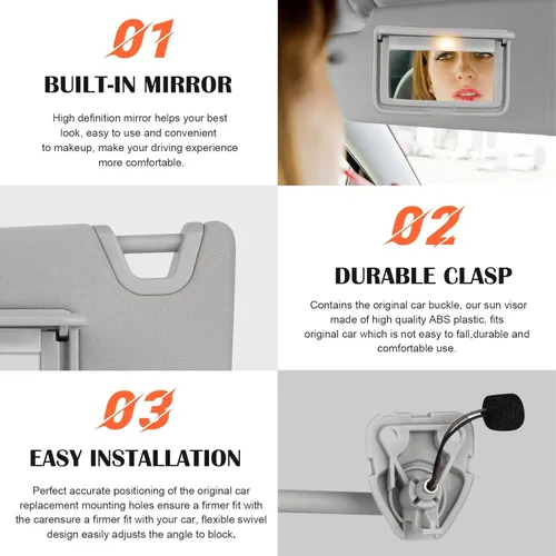 Miniatura 4 de Visera de reemplazo para el lado izquierdo del conductor y derecho del pasajero, color gris, compatible con Nissan Altima 2013 2014 2015 2016 2017
