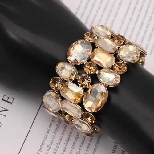 Miniatura 2 de Pulsera elástica elástica para mujer, diseño de hojas de cristal, para novia, dama de honor, para novias y damas de honor