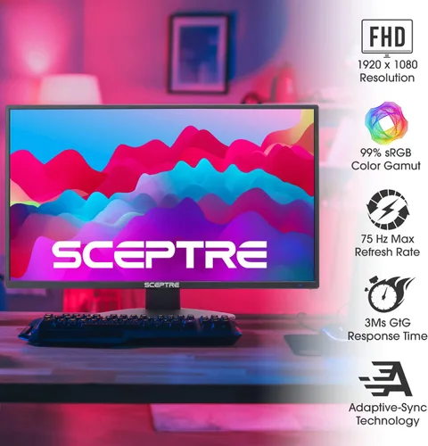 Miniatura 3 de Sceptre 22 pulgadas 1080p LED Monitor HDMI x2 VGA 99% sRGB montaje en pared listo altavoces integrados, negro máquina (serie E22)