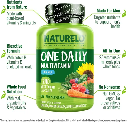 Miniatura 4 de NATURELO Multivitamínicos para hombres - Un multivitamínico diario para hombres con vitaminas, minerales y alimentos integrales orgánicos, aumenta