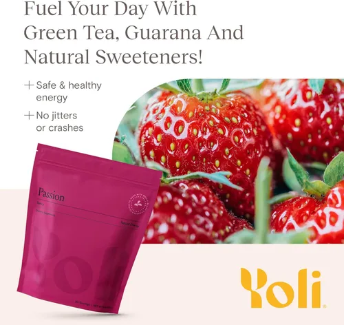 Miniatura 3 de Yoli Passion - Mezcla de bebida energética en polvo, mezcla de bebida energética natural para resistencia y resistencia, 90 porciones a granel, bayas