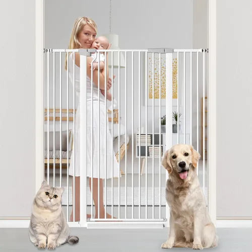 Miniatura 11 de Puerta extra alta para mascotas de 51.18 pulgadas para gatos y perros, puerta extra ancha de 29.6 a 40.5 pulgadas para escaleras y puertas, puerta