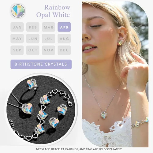 Miniatura 4 de Leafael - Collares para mujer, dije de corazón de amor infinito con cristales de piedra natal, cadena chapada en plata de 18 + 2 pulgadas, regalo