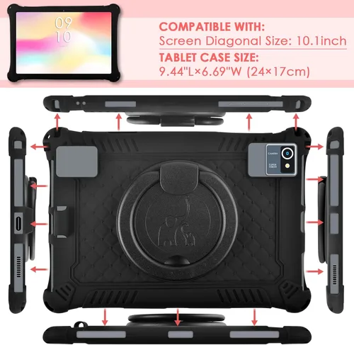 Miniatura 3 de DETUOSI Funda de silicona para Plimpton PlimPad P60 de 10 pulgadas, funda protectora multiángulo para Moderness MB1001 de 10 pulgadas, Hoozo de 10.1