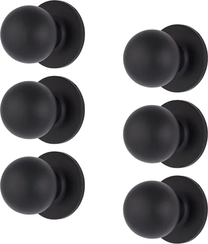 Miniatura 10 de BRINKS Pomos de puerta interiores, pomos de puerta de bola de transición sin bloqueo, negro mate para decoración tradicional y de transición
