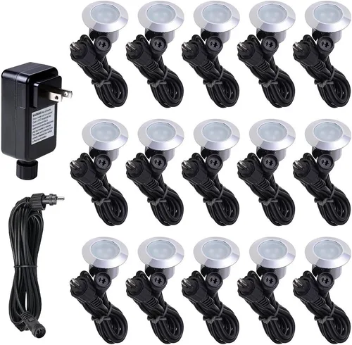 Miniatura 14 de Yescom Paquete de 5 luces LED de aluminio para terraza, iluminación de paisaje de bajo voltaje de 12 V, blanco cálido de 3000 K, IP67, impermeable