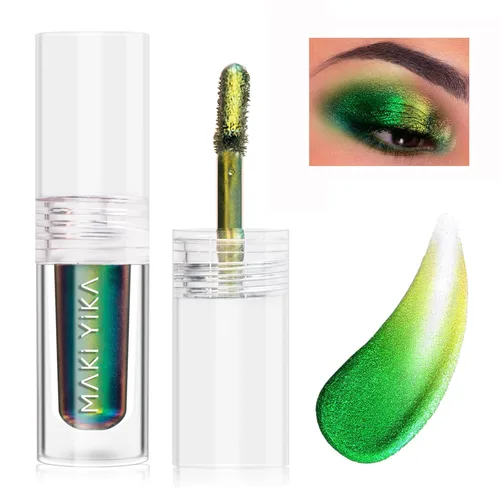 Miniatura 18 de Maki Yika Sombra de ojos líquida con brillo Ojos de camaleón metálicos Sombra de ojos multicolor cambiante de larga duración Sombra de ojos Aurora