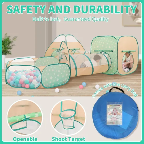 Miniatura 6 de Tienda de campaña desplegable para niños, túnel de gateo, pozo de bolas, juguete de casa de juegos para niños