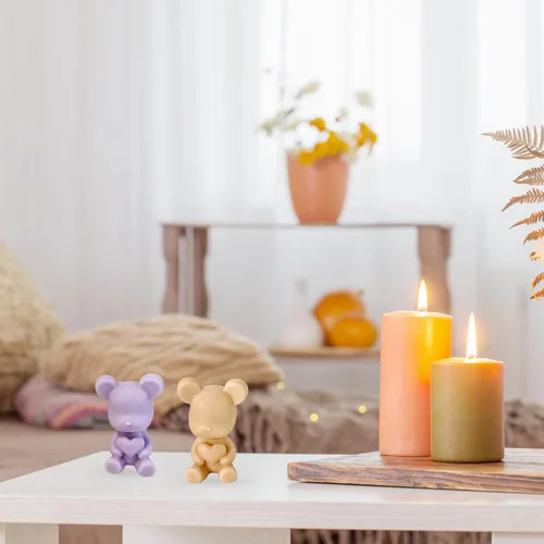 Miniatura 4 de Molde de vela para el día de San Valentín para hacer velas, molde de silicona 3D para fundición de resina, bricolaje yeso, arcilla polimérica, Oso