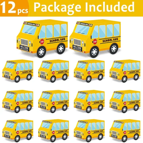 Miniatura 2 de ZOIIWA 12 cajas de regalo de autobús escolar, decoración de autobús, cajas de regalo de regreso a clases, caja de regalo de primer día de autobús