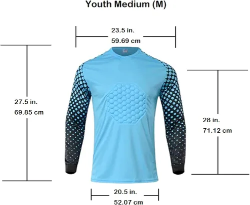 Miniatura 7 de Jared's Athletic Wear Camiseta acolchada de portero juvenil Fútbol, Fútbol, Fútbol (azul claro)
