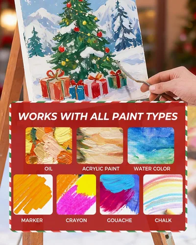 Miniatura 5 de MaxGear Lienzo para pintura, paquete de 12 tableros de lienzo de pintura de 8 x 10, suministros de arte para decoración de Navidad, lienzos