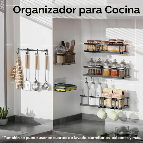 Miniatura 8 de YASONIC Organizador de ducha con adhesivo, 100% a prueba de óxido con soporte para jabón, paquete de 6 estantes de ducha de gran capacidad