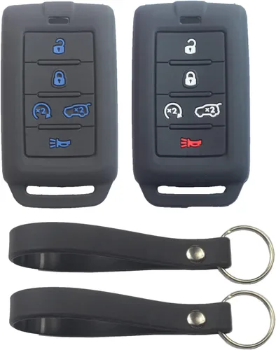Miniatura 6 de 2 fundas para llavero de 5 botones compatibles con Jeep, 2 piezas negro, Pequeño