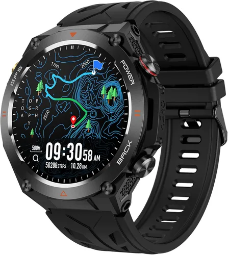 Yihou ABC - Reloj inteligente de seguimiento GPS para hombre, senderismo, correr, resistente, militar, con marca/respuesta de llamada, brújula,