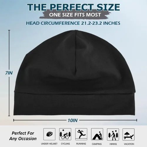 Miniatura 4 de Headshion Gorras de algodón con diseño de calavera para hombres y mujeres, paquete de 2 gorros ligeros para dormir, transpirables, forro para casco
