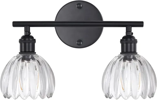 Miniatura 35 de Shenmoyl Accesorios de Iluminación para Baño, Lámpara de Pared de Latón de 3 Luces para Tocador Sobre Espejo con Pantalla de Cristal Tulipán Base