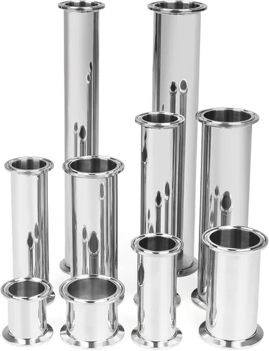 Miniatura 2 de Tubo de Abrazadera Triple 2 Pulgadas OD Bobina Sanitaria Longitud 6 Pulgadas Extremo de Abrazadera OD 50.5mm Tubo Redondo Liso de Acero Inoxidable