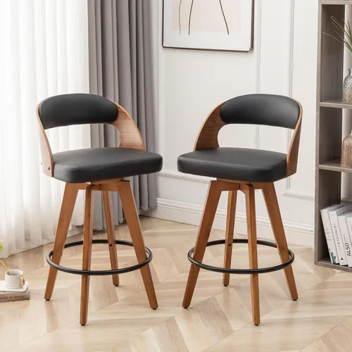 Miniatura 15 de MEKLIBA Juego de 2 taburetes de bar de altura de mostrador para isla de cocina, silla de bar tapizada moderna de 26.8 pulgadas, taburetes giratorios