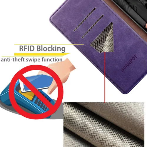 Miniatura 3 de SUANPOT Para Samsung Galaxy A52 4G & 5G Funda de cuero cartera con RFID titular de la tarjeta de crédito Flip Folio Book Phone Case Funda a prueba