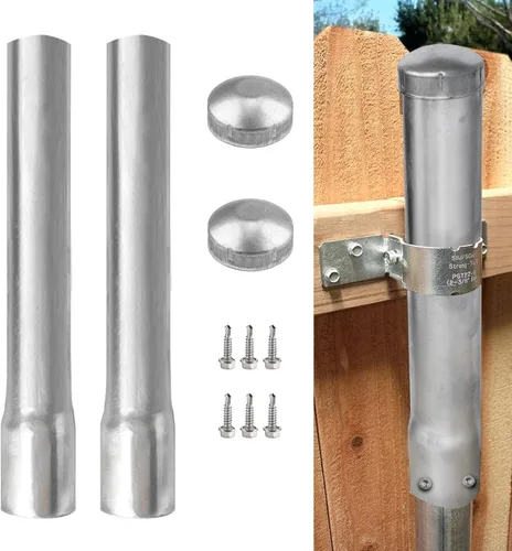 Miniatura 11 de Paquete de 2 extensores de poste de metal de diámetro exterior de 2-3/8 pulgadas, altura de extensión de poste de valla de 12 pulgadas, acero