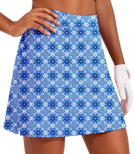 Miniatura 30 de Ekouaer Falda pantalón de golf de 16 pulgadas para mujer con bolsillos interiores de silicona, falda de tenis atlética de secado rápido