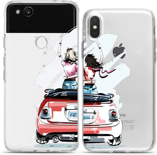Miniatura 8 de Fundas a juego para parejas compatibles con iPhone 16 15 14 13 12 11 Pro Max Mini Xs X 6s 8 Plus 7+ Xr 10 SE 5 Best Friend Girly Traveling - Funda